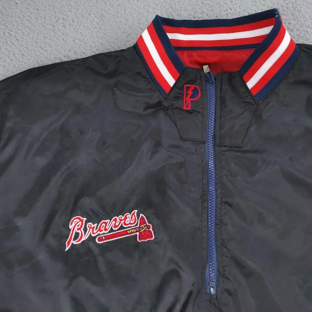 Vintage Atlanta Braves Jacket Pullover Mens XL Pro Player Reversible Blue 90s